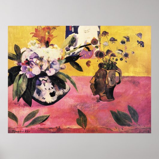 Poster Vase en forme de tête Paul Gauguin et coupe de boi (Devant)