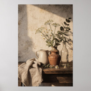 Poster Vase en terre cuite avec tiges sauvages
