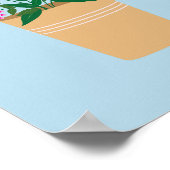 Poster Vase Fleur Rose Et Bleu Preppy (Coin)