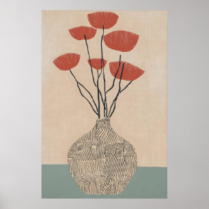 Poster Vase Floral en Terracotta de Style Moderne du Mili