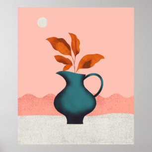 Poster Vase minimaliste moderne avec art Feuille