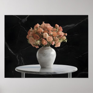 Poster Vase moderne en céramique noire ensemble en marbre