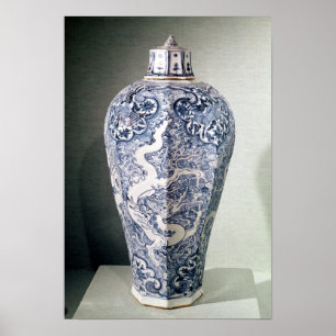 Poster Vase octogonale 'Mei- P' avec blanc