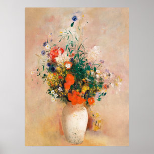 Poster Vase of Flowers (Arrière - plan rose) (1906) par O