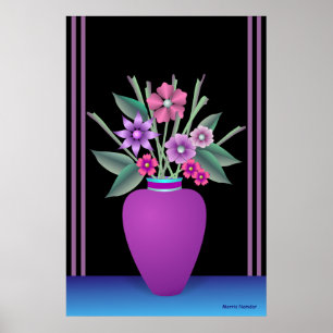 Poster Vase pourpre avec les fleurs colorées