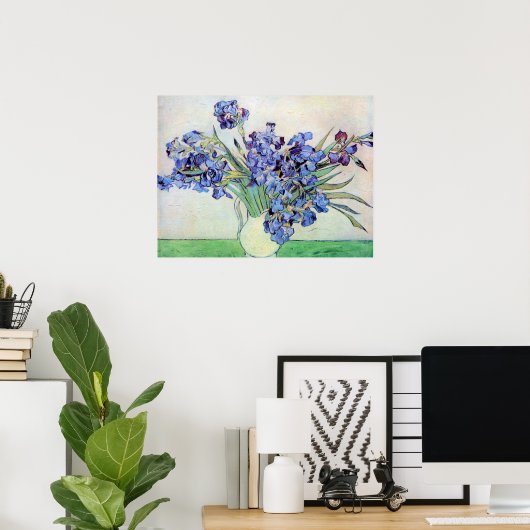 Poster Vase Still Life avec Irises par Vincent van Gogh (Bureau à domicile)