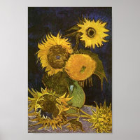 Vase Still Life Cinq tournesols Van Gogh Art