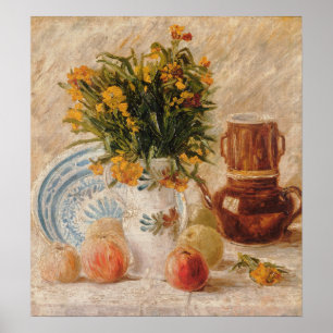 Poster Vase vintage avec Fleurs Café et Fruit