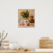 Poster Vase vintage avec Fleurs Café et Fruit (Cuisine)