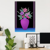 Poster Vase Violet Aux Fleurs Colorées (Bureau à domicile)