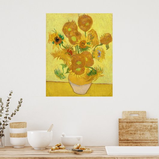 Poster Vase with fifteen sunflowers by Vincent Van Gogh (Cuisine)