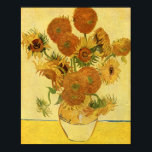 Poster Vase with Fifteen Sunflowers, Van Gogh Fine Art<br><div class="desc">Still Life:Vase with Fifteen Sunflowers, Vincent van Gogh. Arles, August 1888. Oil on canvas, 93 x 73 cm. National Gallery, London. F 454, JH 1562 Vincent Willem van Gogh (30 March 1853 – 29 July 1890) was a Dutch Post-Impressionist artist. Some of his paintings are now among the world's best...</div>