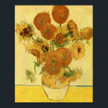 Poster Vase with Fifteen Sunflowers, Van Gogh Fine Art<br><div class="desc">Still Life:Vase with Fifteen Sunflowers, Vincent van Gogh. Arles, August 1888. Oil on canvas, 93 x 73 cm. National Gallery, London. F 454, JH 1562 Vincent Willem van Gogh (30 March 1853 – 29 July 1890) was a Dutch Post-Impressionist artist. Some of his paintings are now among the world's best...</div>