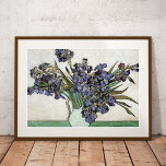 Poster Vase with Irises Vincent van Gogh<br><div class="desc">A fine art poster of the post-impressionist painting,  Vase with Irises (1890) by Vincent Van Gogh. Beautiful blue-violet irises in a vase against a white background.</div>