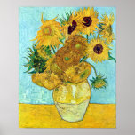 Poster Vase With Twelve Sunflowers By Vincent Van Gogh<br><div class="desc">A ma connaissance,  ces images sont du domaine public et sont censées être libres d'utilisation sans restriction aux Etats-Unis. Veuillez me contacter si vous découvrez que ces images ne sont pas du domaine public.</div>