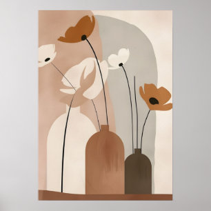 Poster Vases de fleurs bohémiens et formes abstraites