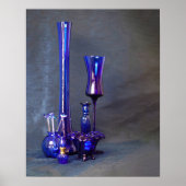 Poster Vases verticales en verre bleu (Devant)