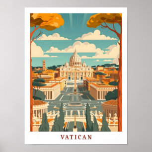 Poster Vatican Rome Italie Élégant Vintage voyage d'art