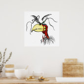 Poster Vautour cou rouge caricature Oiseau (Cuisine)