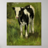 Poster Veau, noir et blanc tacheté | Geo Poggenbeek (Devant)
