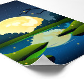 Poster Vector Moonlight Heure de nuit Paysage Arrière - p (Coin)
