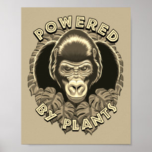 Poster Vegan Gorilla - Propulsé Par Citation Plante