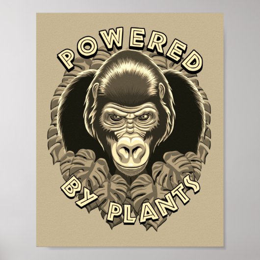 Poster Vegan Gorilla - Propulsé Par Citation Plante (Devant)