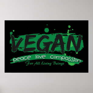 Poster Vegan Peace Love Compassion