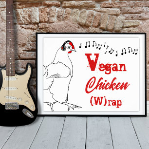 Poster Vegan poulet W rap musique drôle Citation