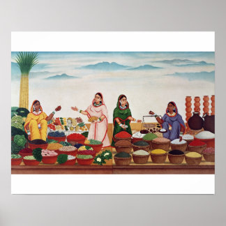 Poster Vegetable and Spice Market at Benares, c.1840 (gou