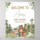 Poster Végétal Bois Animaux Baby shower Bienvenue (Devant)