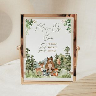 Poster Végétal Bois Animaux Baby shower Maman Osa Bar