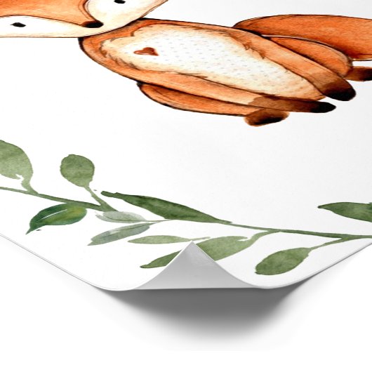 Poster Végétal Fox Woodland Animaux Nursery Wall Art (Coin)