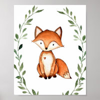 Végétal Fox Woodland Animaux Nursery Wall Art