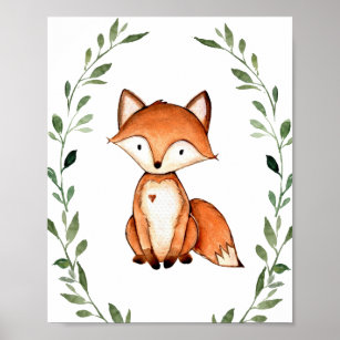 Poster Végétal Fox Woodland Animaux Nursery Wall Art