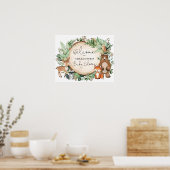 Poster Végétal mignon Bois Animaux Baby shower Bienvenue (Cuisine)