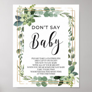 Poster Végétal succulent ne pas dire signe de jeu de bébé