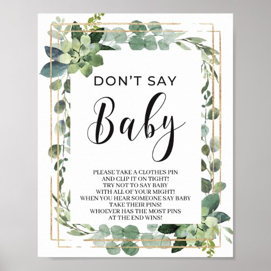 Poster Végétal succulent ne pas dire signe de jeu de bébé (Devant)