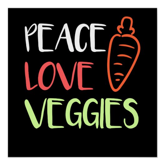 Poster Végétalien - Paix Amour Légumes (Devant)