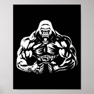 Poster Végétan Fitness Gorilla Vêtement d'entraînement Un