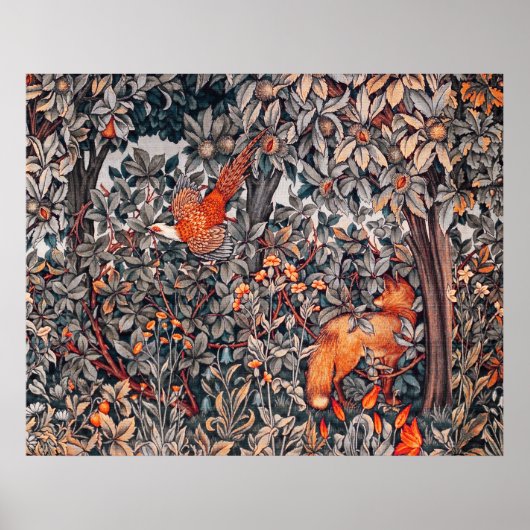 Poster VÉGÉTATION, ANIMAUX DE LA FORÊT Faisan, Renard Rou (Devant)