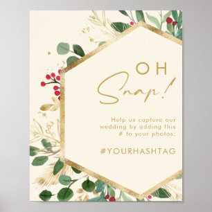 Poster Végétation de Noël moderne Hashtag Cream Oh Snap