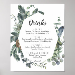 Poster Végétation d'hiver Boissons Mariages Menu Signer