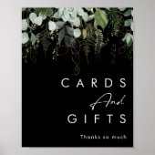 Poster Végétation et feuilles d'or | Cartes noires et cad (Devant)