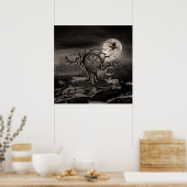 Poster Vegvisir Arbre paysage de la lune - sépia (Cuisine)