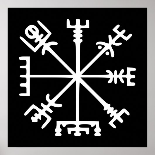 Poster Vegvísir (Boussole Viking) (Devant)