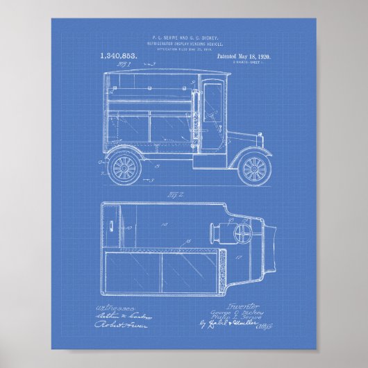 Poster Véhicule automobile vintage 1920 Art breveté - Pla (Devant)