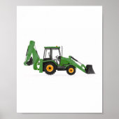 Poster Véhicule de construction chargeuse-pelleteuse vert (Devant)