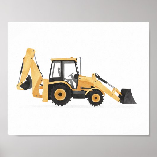 Poster Véhicule de construction de chargeuse rétrocaveuse (Devant)