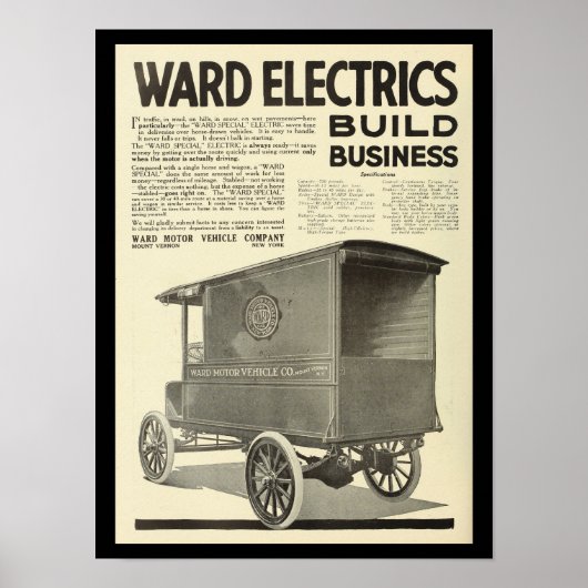 Poster Véhicules électriques Automobiles Vintage Imprimer (Devant)